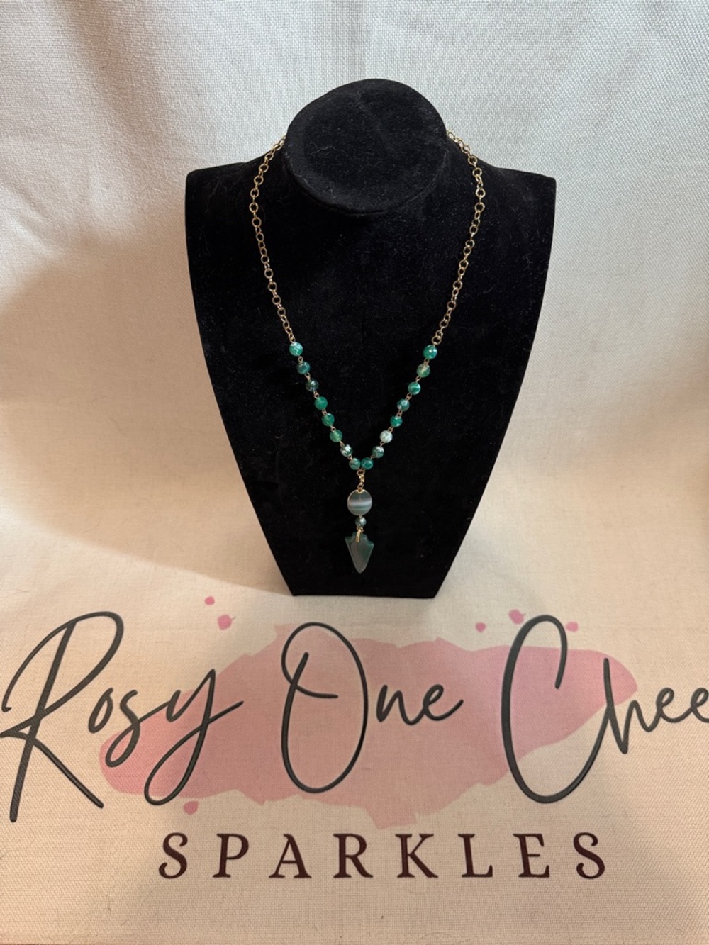 Green Beaded Pendant Necklace - Park Lane